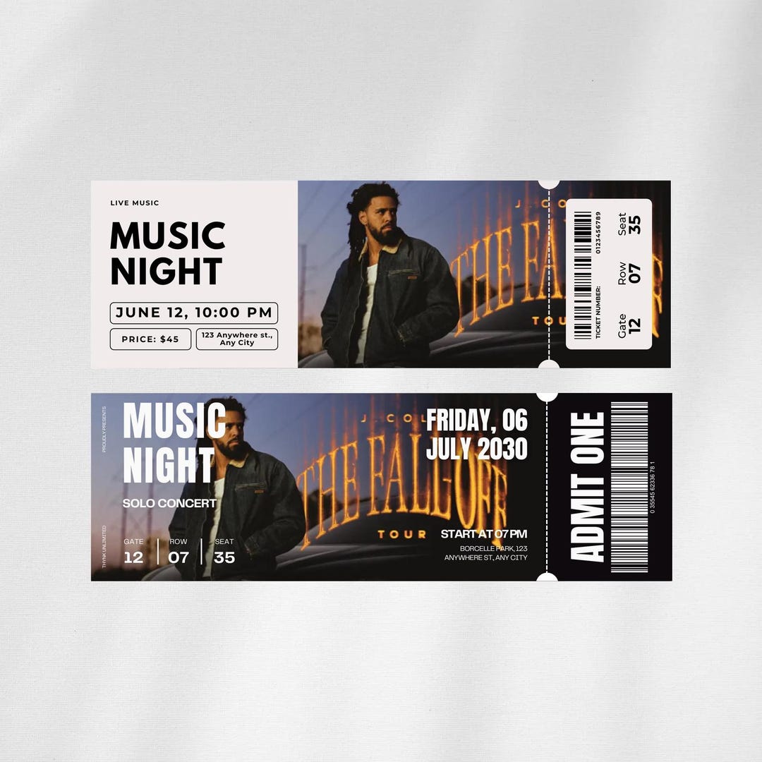 Tickets Falling J Cole the Fall off Tour Ticket | Editable Canva Concert Pass (digital ...
