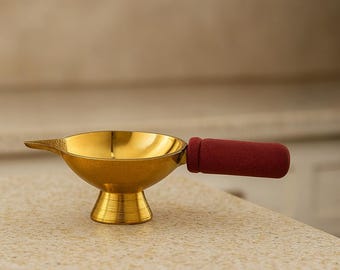 Diya with Wooden Handle