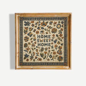 Home Sweet Home Mosaic Poster – Vintage Tile Style Floral Wall Art