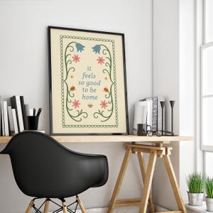 It Feels So Good to Be Home Poster – Folk Art Floral Wall Print image 4