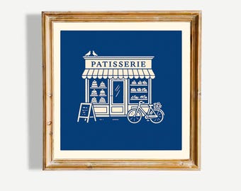 Patisserie Shop Poster – French Café Illustration Art Print