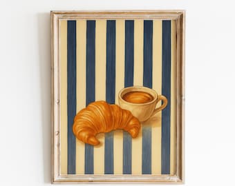 French Breakfast – Vintage Croissant & Coffee Wall Art