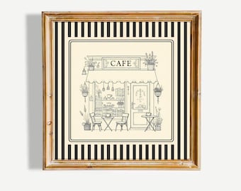 Caféposter – Minimale gestreepte muurkunst