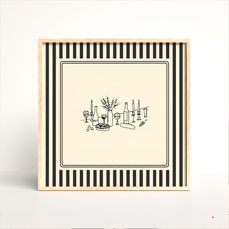 Vintage Dinner Table Poster – Striped Cozy Supper Wall Art image 2