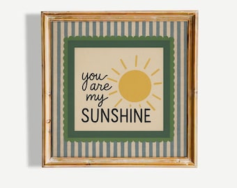 You Are My Sunshine – Vintage Striped Nursery Wall Art