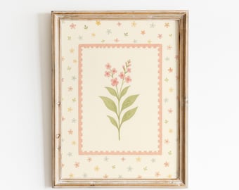 Pastel Pink Wildflower Botanical Wall Art Print