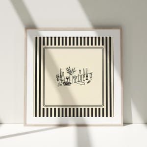 Vintage Dinner Table Poster – Striped Cozy Supper Wall Art image 3