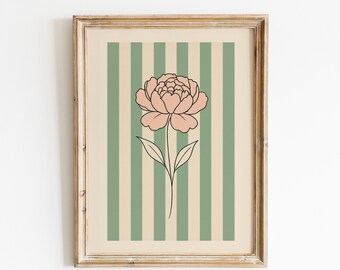 Peony Wall Art – Soft Pink Vintage Floral Poster