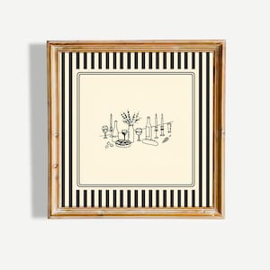 Vintage Dinner Table Poster – Striped Cozy Supper Wall Art image 1