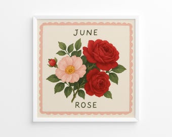 June Rose – Birth Flower Wall Art Poster for June Birthdays