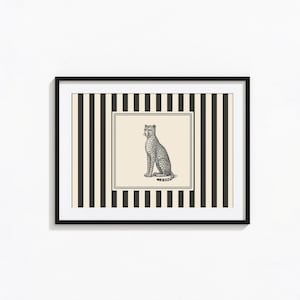 Cheetah Wall Art – Vintage Big Cat Illustration with Striped Background image 3