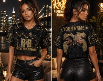 Custom RB World Tour Jersey 2026, Personalized Concert Football Shirt, Chris Brown Usher Inspired Crop Top, Name & Number Jersey Gift