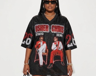 R&B Tour 2026 Unisex Jersey Shirt, usic Concert Fan Apparel, Oversized Hip Hop Streetwear, estival Fan Gift,Usher Raymond Chris Brown Jersey
