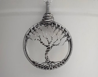Collar Árbol de la Vida en plata de ley, árbol de invierno de temporada envuelto en alambre, regalo de Navidad para ella