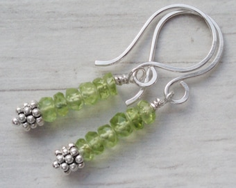 Peridot earrings - August birthstone - Peridot jewellery - August birthday gift for her - Sterling silver green earrings - Gift for women