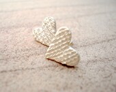 Heart Earrings - Heart Stud Earrings - Small Silver Studs - Small Stud Earrings - Knitting Gift - Knit Texture Earrings - Gift for Knitter