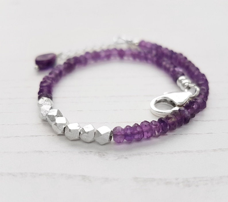 Sterling Silver Amethyst Bracelet / Amethyst Crystal Bracelet Etsy