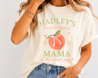 One Sweet Peach First Birthday Shirt Peach Themed 1st Birthday Party Shirt Mama Of The Little Peach Shirt Mom Dad Peach Girl 1st Bday Shirt