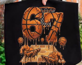 67 Basketball Ice Cream Drip Png, 67 Basketball Png, Six Seven Gen Alpha Slang, Kids Six Seven T-Shirt Design, Funny 67 Meme Png Digital