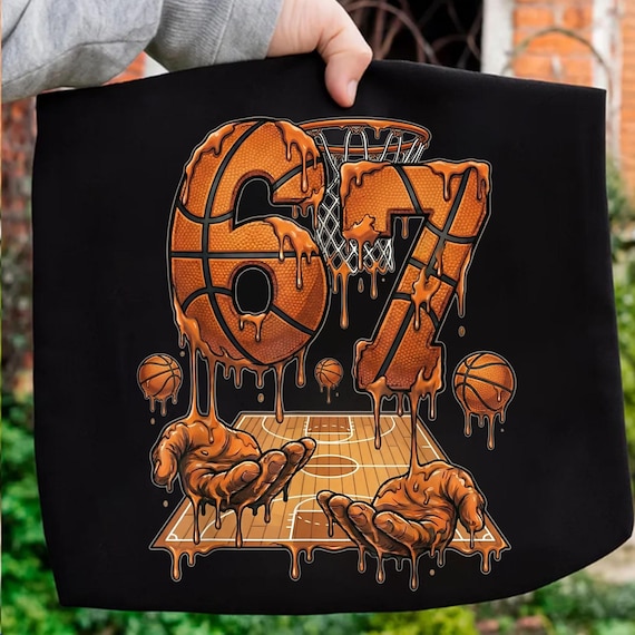 67 Basketball Ice Cream Drip Png, 67 Basketball Png, Six Seven Gen Alpha Slang, Kids Six Seven T-Shirt Design, Funny 67 Meme Png Digital