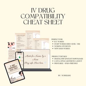 IV Drug Compatibility Cheat Sheet (Color-Coded, Quick Reference Guide)