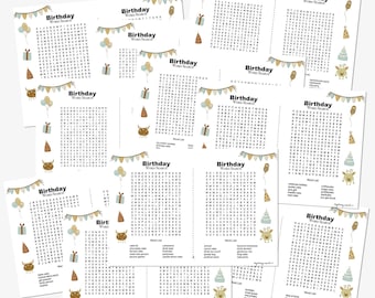 Birthday Word Search Bundle: 20 Fun Puzzles for Every Celebration! Instant Download