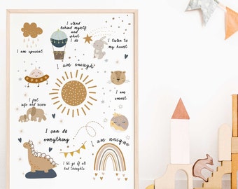 Kids' Affirmation Poster - "I Am" Series for Nursery Decor | Digital Download | A4 and A3