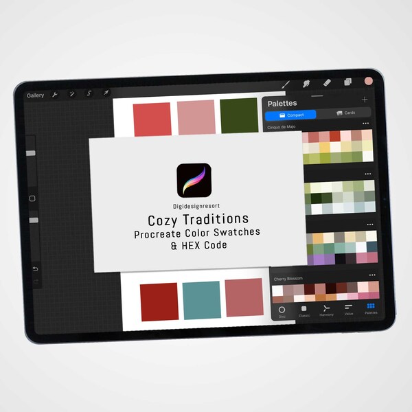 Cozy Traditions Procreate Color Palette, Procreate Swatches, Digital Download