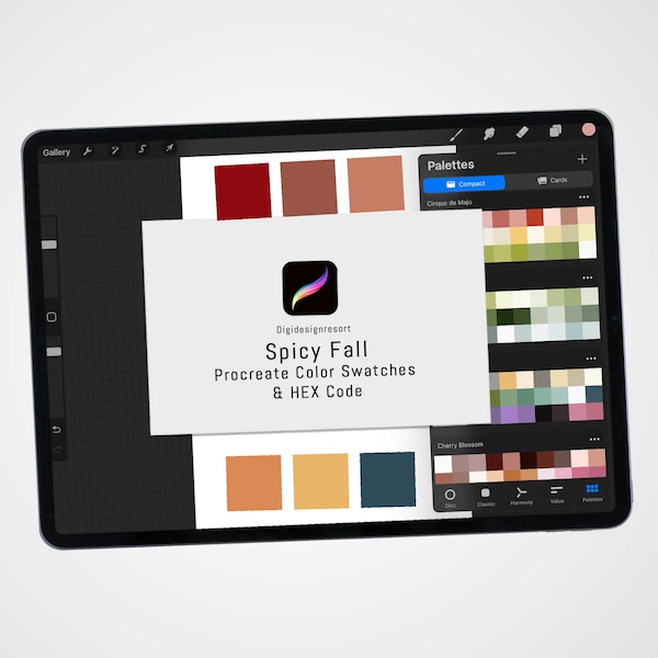 Spicy Fall Procreate Color Palette, Procreate Swatches, Digital Download