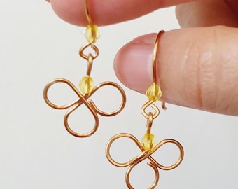 Clover dangle earrings | wire wrapped  jewellery | handmade earings | Statement boho jewelry