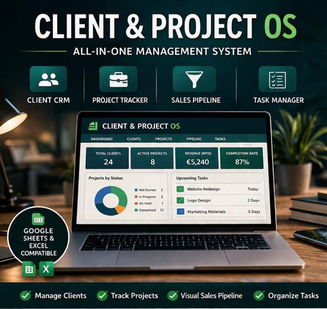 Client & Project Tracker Spreadsheet | CRM + Sales Pipeline + Task ...