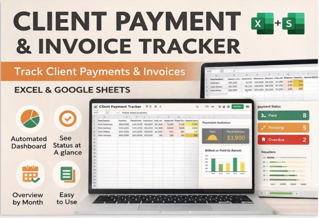 Client Payment Invoice Tracker – Excel & Google Sheets | Automated ...
