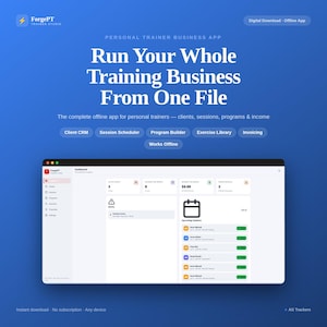 Personal Trainer Business App | Offline Fitness Software, Client Tracker (Digital Download)