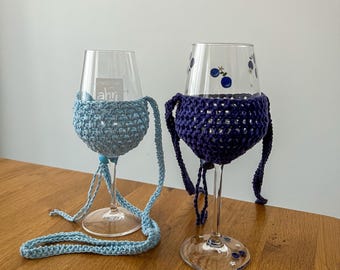 Gehaakte wijnglashouder | Individueel op bestelling gemaakt | 100% katoen