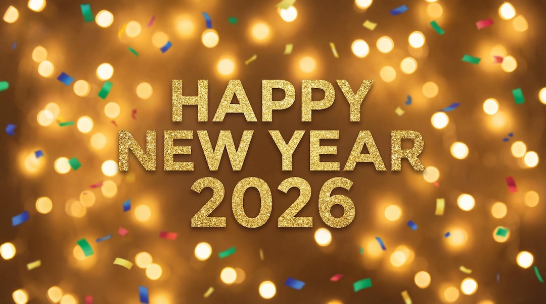 Happy New Year 2026 Festive Lights and Confetti Background - Etsy UK