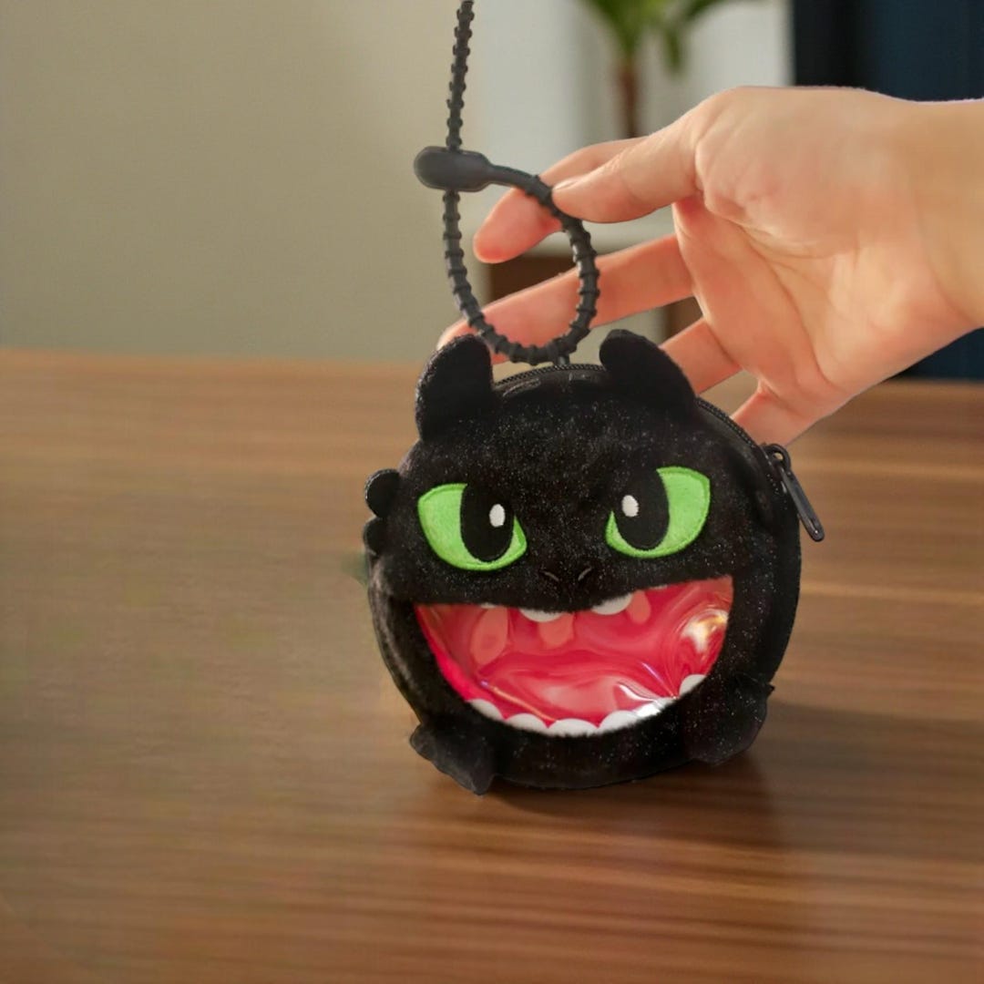 Toothless Black Dragon Coin Purse - Plush Mini Zipper | Pouch for Keys ...
