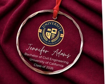 Custom College Logo Graduation Ornament - Personalized Grad Gift for Graduates To Celebrate Your Hard Work, Class of 2026