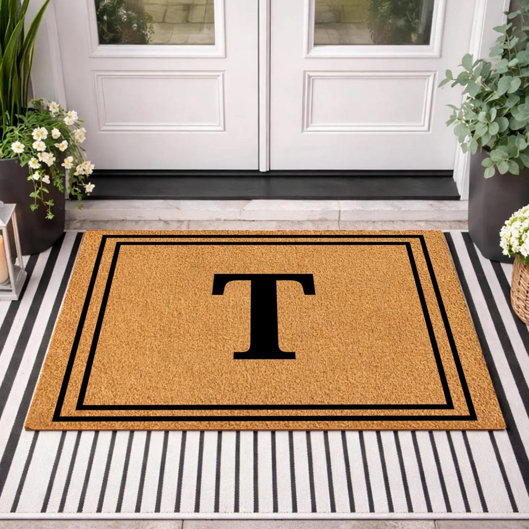 Monogram Mat Personalized Family Initial Monogram Doormat, Custom Housewarming ...