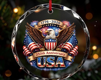 Patriotic Eagle Ornament, American Anniversary Christmas Ornament, Independence Celebration Decor, Bald Eagle USA Keepsake Gift