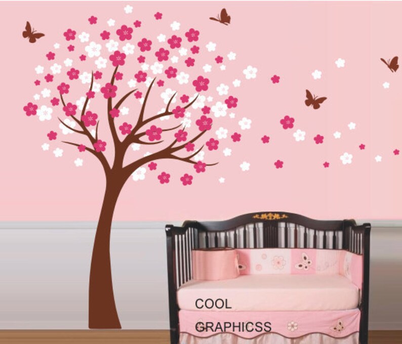 Cherry Tree Wall Decal Nursery Wall Decals Trees Wall Sticker Etsy