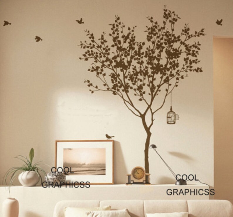 Love Tree 63 Inches tall vinyl wall decals tree wall sticker, mural,wall hanging nursery image 1