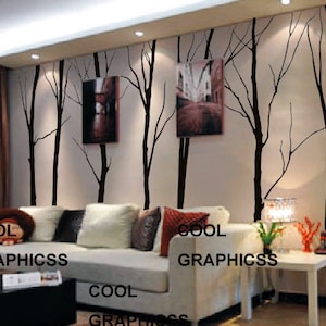 Large Winter Trees - Set of 7 trees - 102 inches -Vinyl Wall Decal Sticker Art,Wall Hanging, Mural