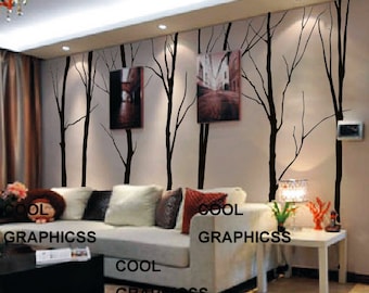 Large Winter Trees - Set of 7 trees - 102 inches -Vinyl Wall Decal Sticker Art,Wall Hanging, Mural