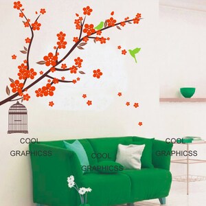 blossom Branch with decorative bird cage Vinyl Wall Decal Sticker Art image 2