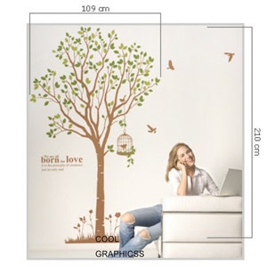 Large Spring Tree Vinyl wall decals trees children wall decals birds birdcage white pink wall decals wall sticker wall decor home decor image 4