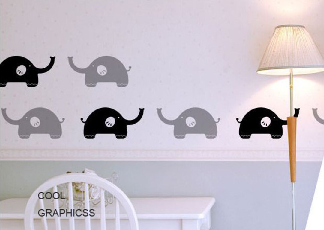 Vinyl Wall Decal Elephants Wall Decal Nursery Wall Decals Girl Baby