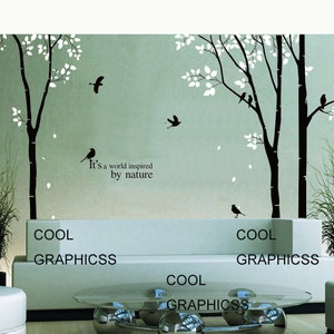 3 Birch Trees set 102 inches Vinyl Wall Decal Sticker Art, Mural,Wall Hanging image 2