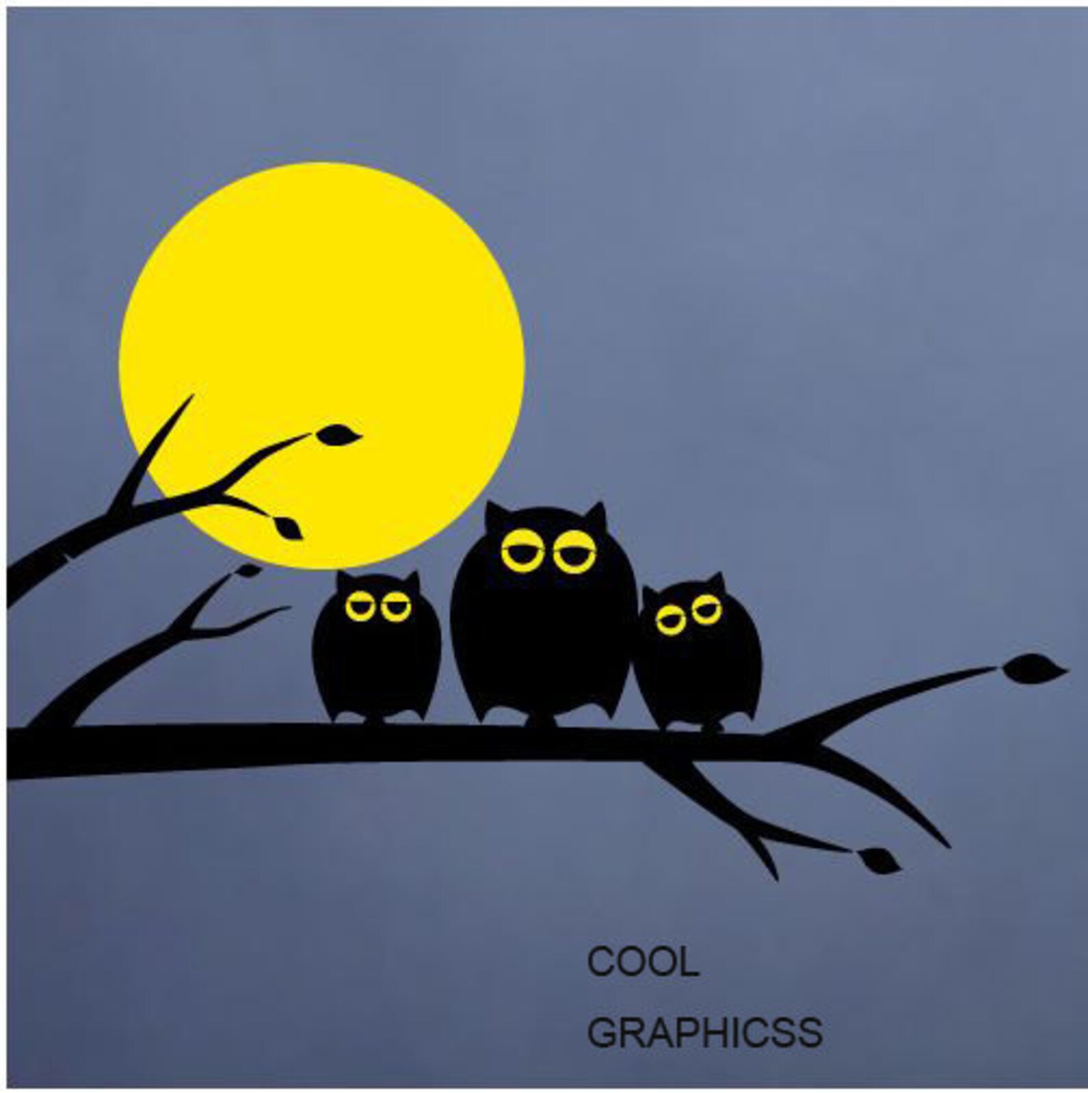 Three Owls on the Branches Vinyl Wall Decal Sticker Artwall Etsy