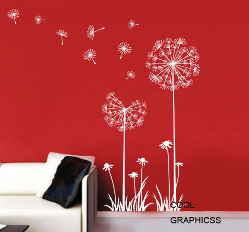 Dandelions in the Wind White Green Vinyl Wall Decal Sticker Art for bedroom,living room image 2