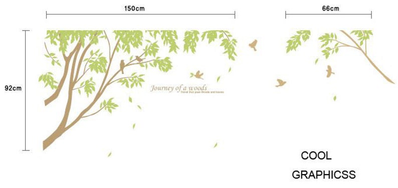 Vinyl Wall Decal Sticker Art Tree Branch with Birds and Quote Journey of a woods